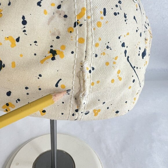 Vintage University of Michigan Paint Splatter Snapback Hat Blue Gold USA College - Picture 7 of 8